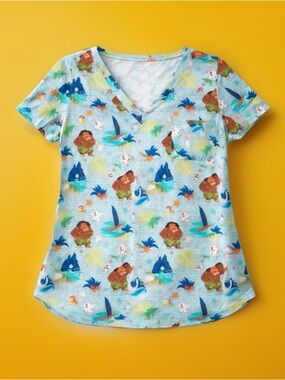 Posh Peanut 🏄‍♂️sz L 8/10/12 MAUI TROPICAL! Tropical Print V-Neck Tee RARE MOANA